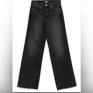 Paige Anessa Wide Leg Jeans Women’s 25 Black High Rise Frayed Hem